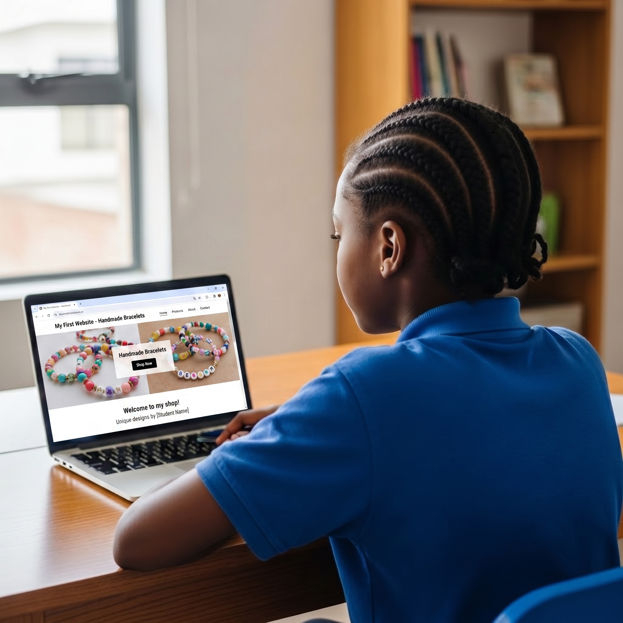 Young student learning with technology